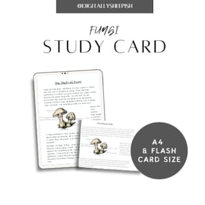 Fungi Study | Mushroom Anatomy Flashcard | Botany Study Guide | Plant Study | Study Notes PDF | Instant Download