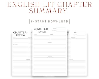 Plantilla de resumen de capítulo de estudio de literatura inglesa (descarga digital)