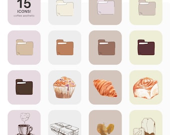 Coffee Shop Folder Icons: Desktop Organizer (Digital Download)