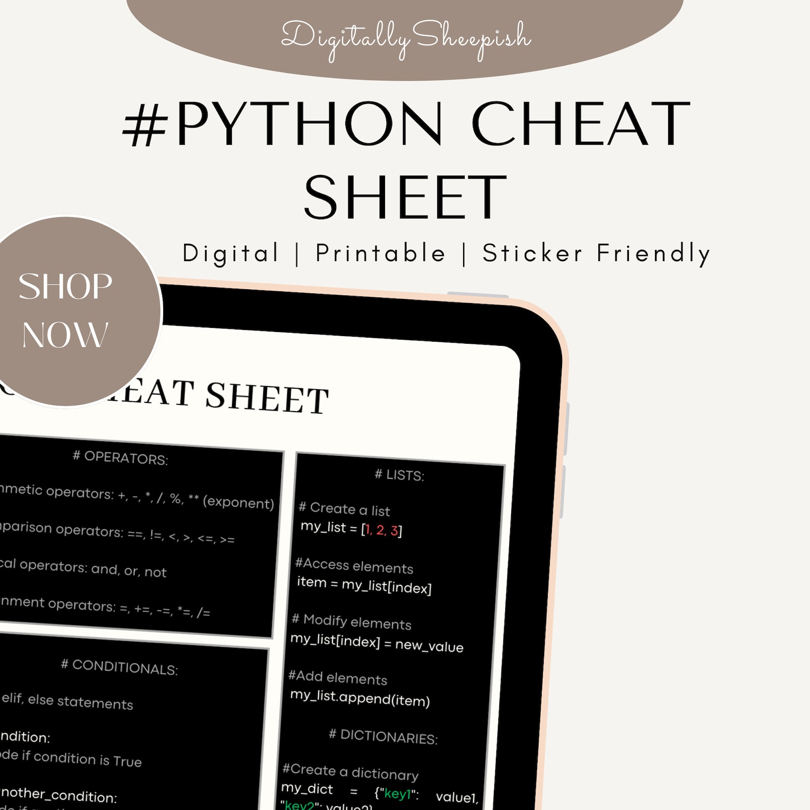 Python Cheat Sheet | Python Code Guide | Python for Beginners | Digital ...