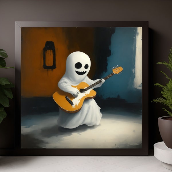 Guitarist Ghost Art | Halloween | Ghost Art | Wall Art | Home Decor | Printable Art | Digital Art | Digital Download |  Art for Livingroom
