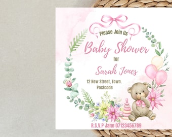 Teddy Bear Baby Shower Invitation, Editable Invitation, Printable Invitation, Baby Shower Invite, Invitation Template, Baby Shower Games