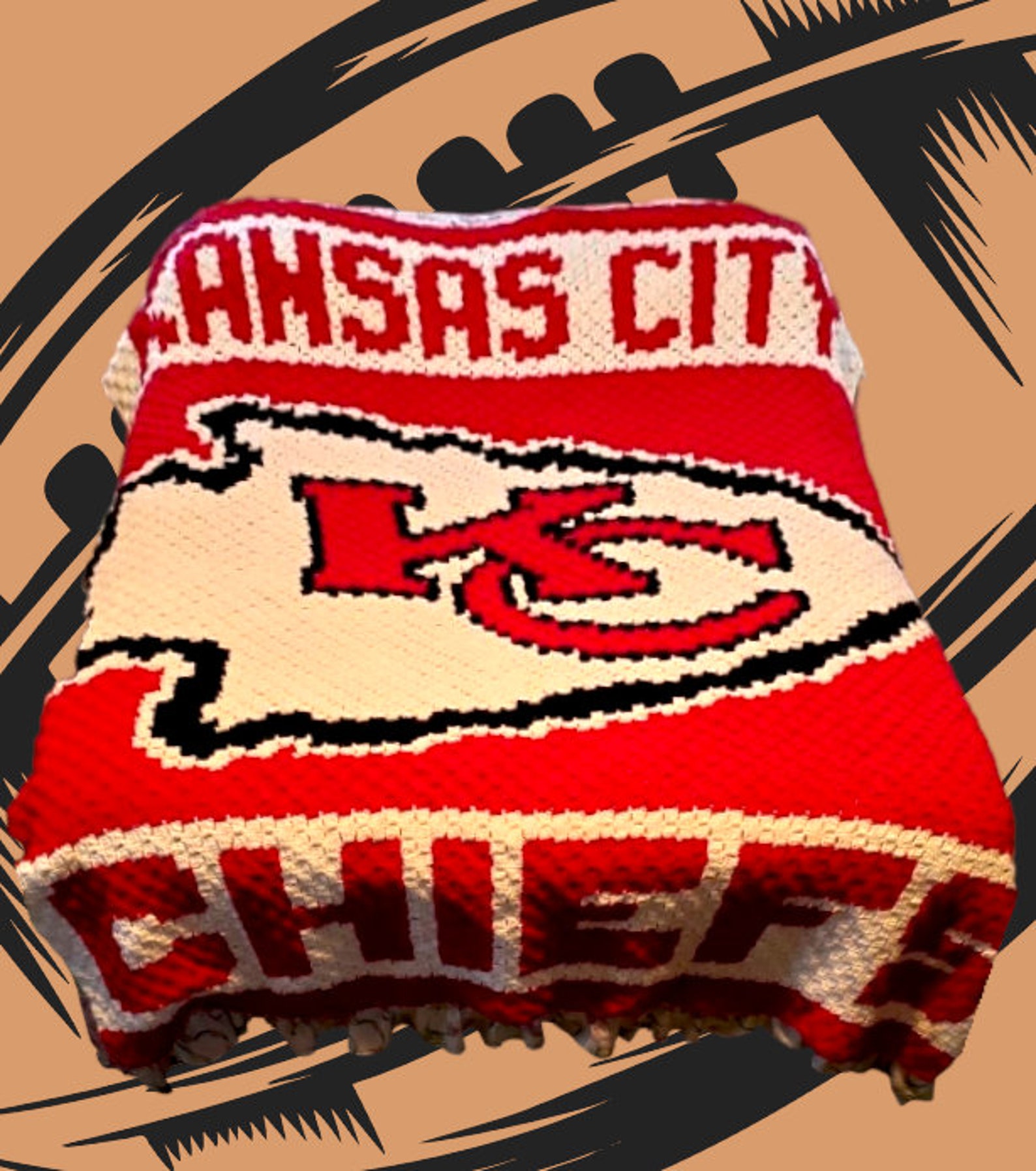 Crocheted Kansas City Chiefs Blanket red/white/black Etsy