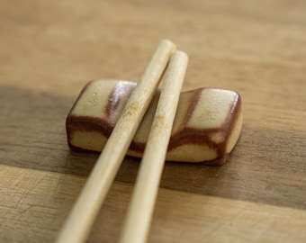 Ceramic chopstick rests, set of two chopstick holder, handmade desk accessories, Japanese dinnerware, pottery cutlery holder sets