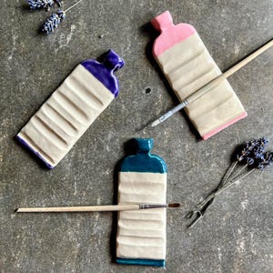 Ceramic Paint Brush Holder: Artist Studio Desk Organizer