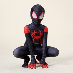 Leezeshaw Costume de super-héros Spider Miles Morales pour garçon