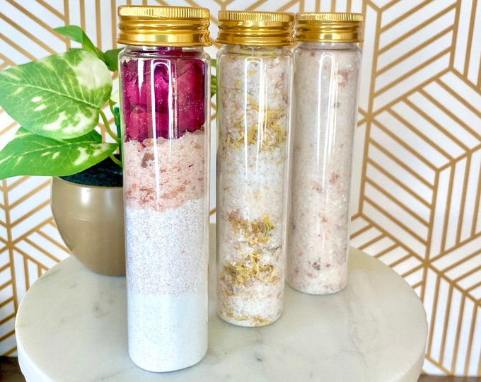 Large Test Tube Herbal Bath Salts | Luxury Bath Salts With Rose Petals | Relaxing Bath Soak | Handmade Bath Gifts | Scented Bath Salts