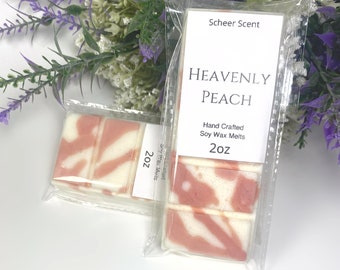 Heavenly Peach Soy Wax Melts | Peach Scented Wax Melts | Fruit Snap Bar Wax Melts | Highly Scented Wax Melt | Strong Scented Wax | Vegan Wax