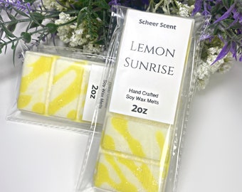 Lemon Sunrise Soy Wax Melts | Lemongrass Scented Wax Melts | Citrus Snap Bar Wax Melts | Highly Scented Lemon Wax Melt | Strong Scented Wax