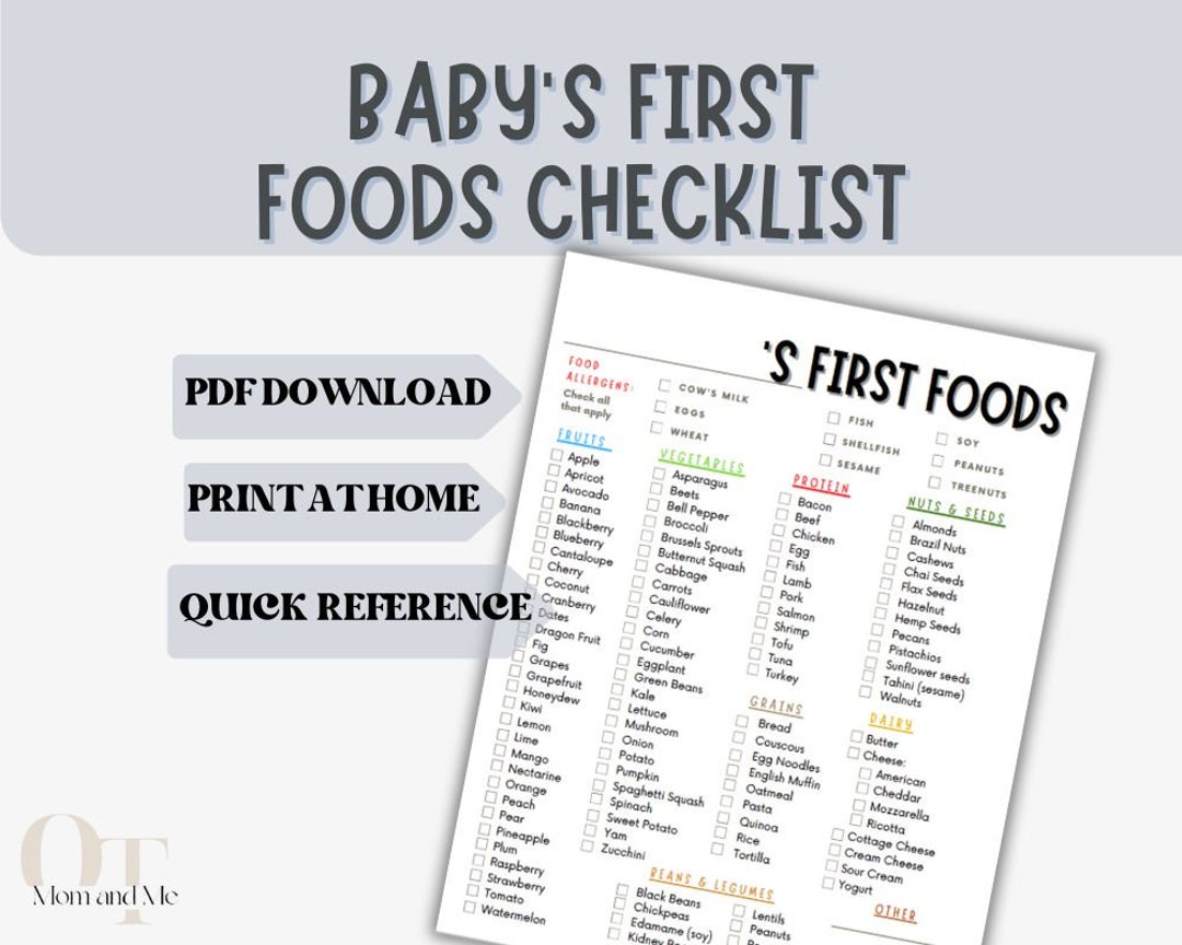Baby's First Foods Checklist, 100 Foods to Introduce Before Age One