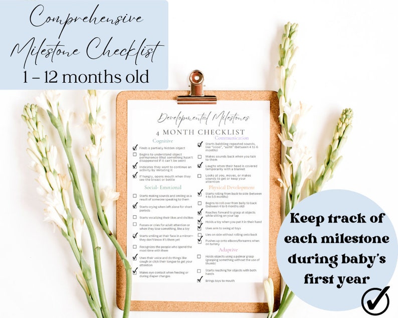 Infant Milestone Checklist: First Year Development (digital Download ...
