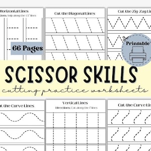 Scissor Cutting Practice Worksheets Strips, Scissor Skills Printable Activity, Preschool Curriculum
