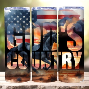 God&#39;s Country Tumbler Wrap, 20 Unzen dünner Tumbler Wrap, Sublimationsdesign, Vaterländischer Tumbler, Amerikanische Flagge Tumbler, digitaler Download PNG