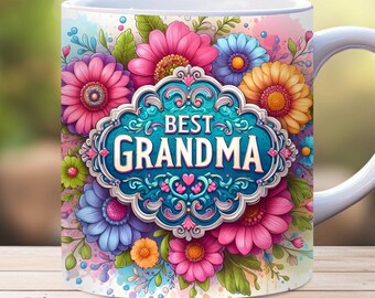 Best Grandma Mug Wrap, 11oz and 15oz Mug Wrap Template PNG, Nana Mug Wrap, Grandma Gift Mug Wrap, Granny Mug Wrap, Digital Download