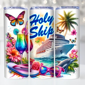 Holy Ship Cruise 20oz Tumbler Wrap, Sublimation Design Digital Download PNG, Sublimation Wrap, Cruise Life, Tumbler Wrap, Beach Tumbler Wrap