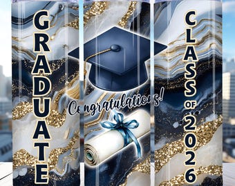 Envoltorio para vaso de graduación, envoltura para vaso de la clase de graduados de 2026, vaso delgado de 20 oz PNG, vaso de regalo de graduación, envoltura de regalo de graduación