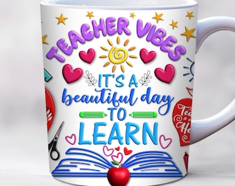 Teacher Vibes Mug Wrap, 11oz and 15oz Mug Template, Teacher Mug Wrap, Teacher Affirmations mug wrap Mug Wrap, Best Teacher Ever Mug Wrap
