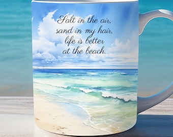 Beach Mug Wrap, 11oz and 15oz Mug Template, Landscape Mug, Tropical Mug Wrap, Instant Digital Download, Mug Sublimation PNG