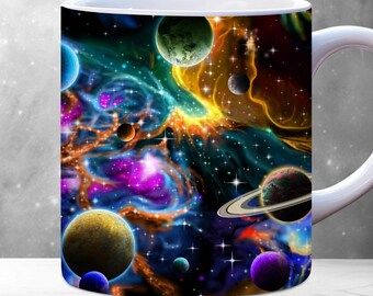 Space Mug Wrap, 11oz, 15oz Mug Wraps, Universe Mug Wrap, Mug Sublimation Design, Galaxy Mug Wrap, Astronomy Mug Wrap, Mug Template PNG