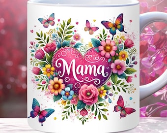 Mama Mug Wrap, 11oz, 15oz PNG Digital Download, Mothers Day Mug Wrap, Birthday Mom Mug Wrap Gift, The Best Mom Ever, Mom Quote Mug Wrap