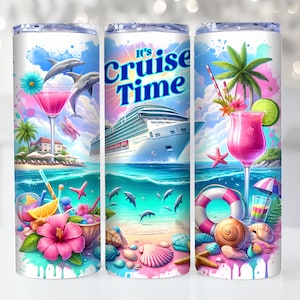 Envoltura para vaso de 20 oz &quot;It&#39;s Cruise Time&quot;, diseño de sublimación, descarga digital PNG, envoltura de sublimación, vida en crucero, envoltura para vaso de playa