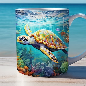 Tazza Personalizzata Con Motivo Tartaruga Occhio Grande - Ceramica Verde, Personalizzabile Con Nome E Messaggio, Regalo Unico
