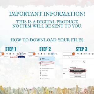 May include: A screenshot of a website showing how to download digital files. The steps are outlined in three sections: Step 1, Step 2, and Step 3. The website is in English and has a blue and white color scheme.