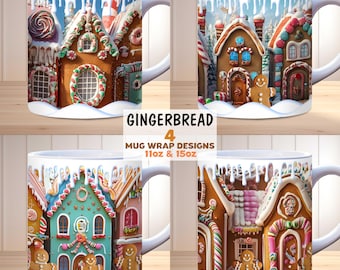 Christmas Gingerbread Man Mug Wrap bundle, 11oz, 15oz, Holiday Sublimation Design, Holiday Christmas Mug Wrap, Instant Digital Download PNG