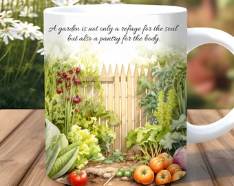 Tazza da giardinaggio, tazza da fiore PNG, modello per tazza da 11 e 15 once, tazza da amante delle piante, design a sublimazione, tazza da fattoria