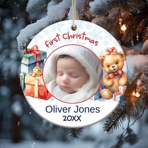 Baby&#39;s First Christmas Ornament Design, Ornament Sublimation PNG, Personalized Baby Ornament Designs, Instant Digital Download