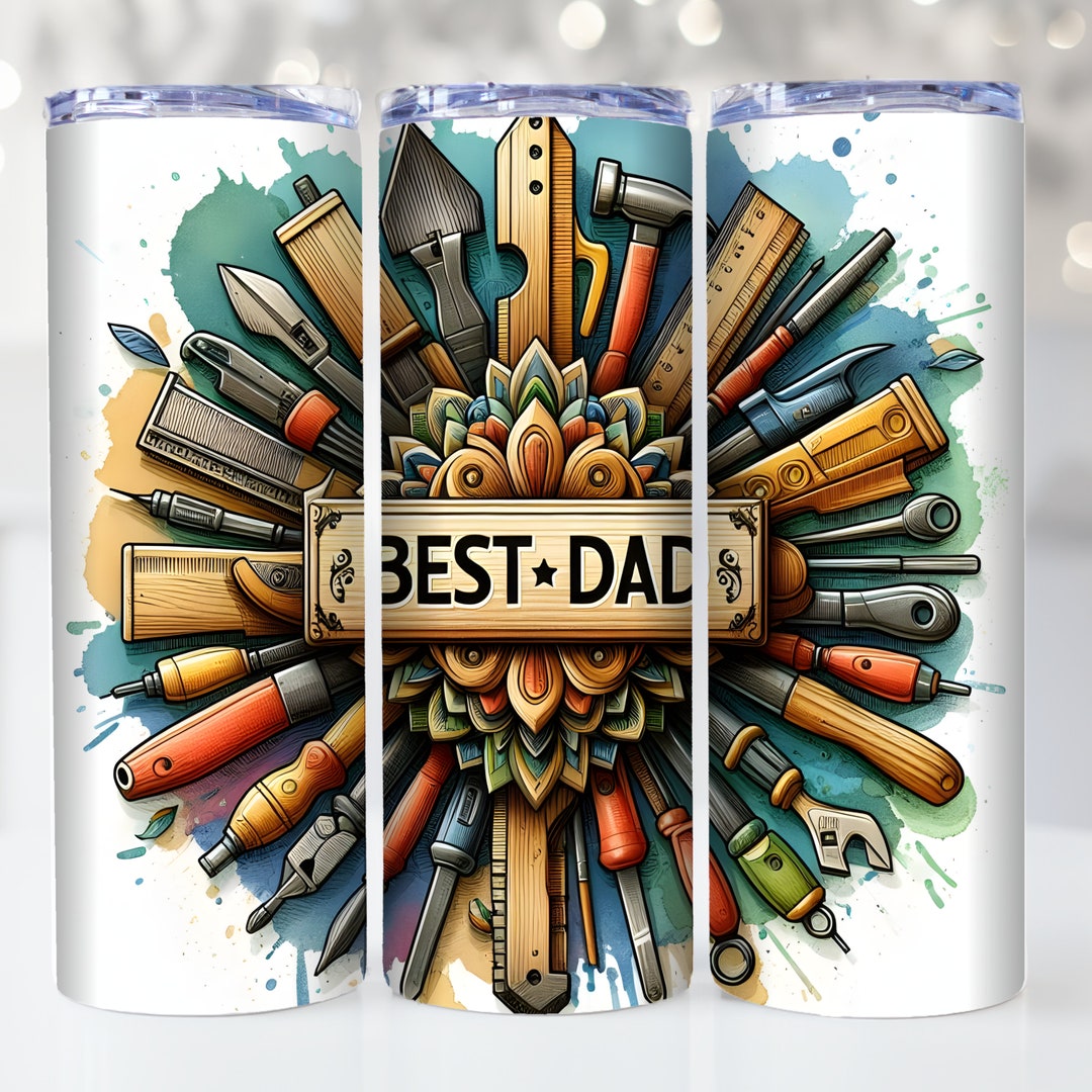 Best Dad Tumble Wrap, 20 Oz Skinny Tumbler Sublimation Design PNG ...