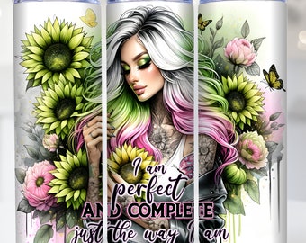 Daily Affirmations 20oz Tumbler Wrap Skinny Sublimation Tumbler Design Templates, Positive Affirmation Tumbler Wrap, Positive Quotes Tumbler