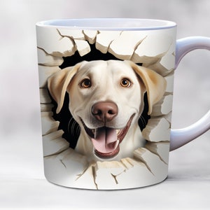 3D Labrador Retriever Wrap 11oz & 15oz Mug Template, Dog Mug Wrap, Mug Sublimation Design Mug Wrap Template PNG Instant Digital Download