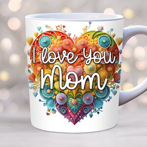 Je t'aime maman mug wrap, papier cartonné fête des mères, modèle de tasse 11 oz et 15 oz, meilleur papier peint pour mug maman, cadeau fête des mères, modèle de papier peint mug, PNG