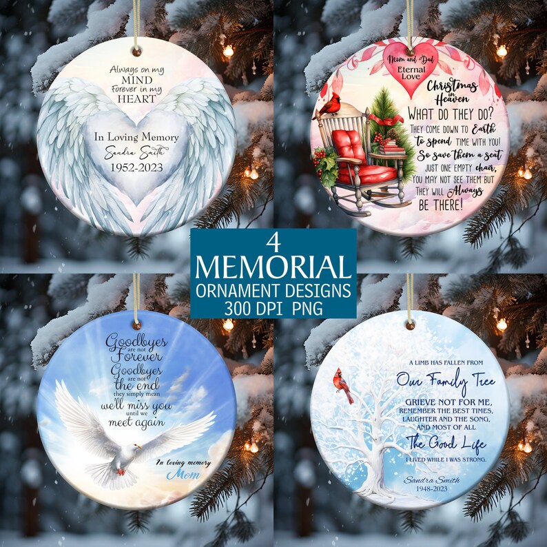 Memorial Ornament Bundle, Personalized Remembrance Ornament