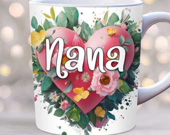 Nana Mug Wrap, Grandma Mug Wrap, 11oz And 15 oz Mug Template, Grandmother Mug Wrap, Best Nana Ever, Heart Mug Wrap Template, PNG