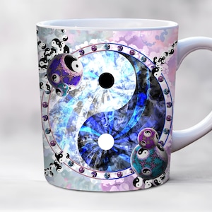 Yin Yang Mug Wrap, 11oz, 15oz Mug Wraps, Yoga Mug Wrap, Mug Sublimation Design, Meditation Mug Wrap, Spiritual Mug Wrap, Mug Template PNG