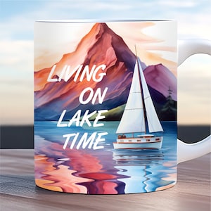 Lake Vibes Mug Wrap, 11oz, 15oz Mug Template, Beach Mug Wrap, Mug Sublimation Design, Mug Wrap Template, Instant Digital Download PNG