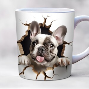 3D French Bulldog Mug Wrap 11oz & 15oz Mug Template, Dog Mug Wrap, Mug Sublimation Design Mug Wrap Template PNG Instant Digital Download