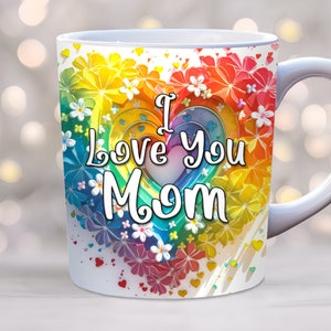 Je t'aime maman mug wrap, papier cartonné fête des mères, modèle de tasse 11 oz et 15 oz, meilleur papier peint pour mug maman, cadeau fête des mères, modèle de papier peint mug, PNG