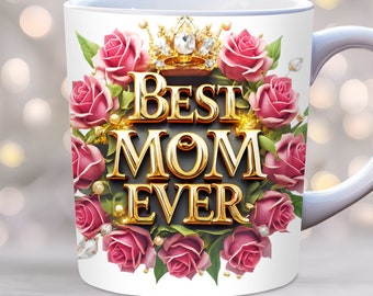 Tazza per la festa della mamma, modello di tazza da 11 oz e 15 oz in formato PNG, tazza con la scritta "La migliore mamma di sempre", tazza regalo con citazione della mamma, tazza con scritta "Compleanno mamma". Ti amo mamma