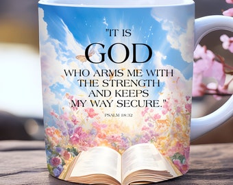 Bible Quote Mug Wrap, 11oz and 15oz Mug Template, Faith Mug Wrap Sublimation Design, Bible Verse Mug Wrap, Christian Mug Wrap