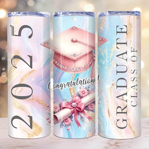 Floral Graduation Tumbler Wrap, Graduate Class of 2025 Tumbler Wrap, 20oz Skinny Tumbler PNG, Graduation Gift Tumbler, Graduation gift