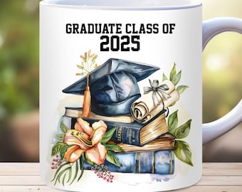 Papier d'emballage pour l'obtention du diplôme, promotion 2025, modèle d'emballage de tasse 11 oz, 15 oz pour sublimation, cadeau de fin d'études