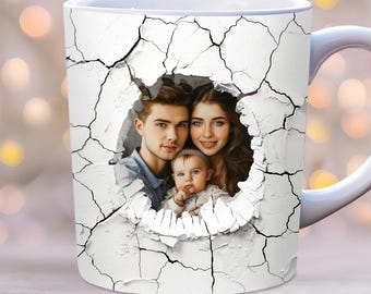 Add Your Photo Mug Wrap, 11oz, 15oz Mug Template, 3D Hole In a Mug Wrap, Sublimation Design, Mug Template, Instant Digital Download PNG