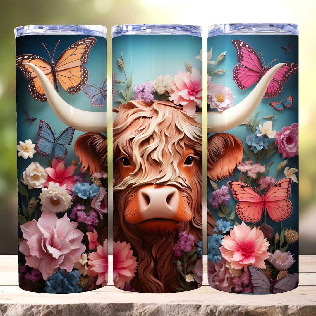 Highland Cow Tumbler Wrap, 20 Oz Skinny Tumbler Sublimation Design ...