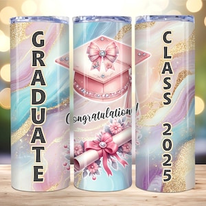 Floral Graduation Tumbler Wrap, Graduate Class of 2025 Tumbler Wrap, 20oz Skinny Tumbler PNG, Graduation Gift Tumbler, Graduation gift