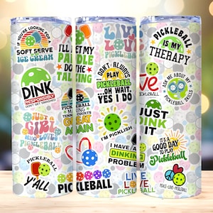 Pickleball Tumbler Wrap, 20oz Skinny Tumbler PNG, Straight and Tapered Tumbler Wrap, Instant Download, Pickleball Tumbler Wrap image 1