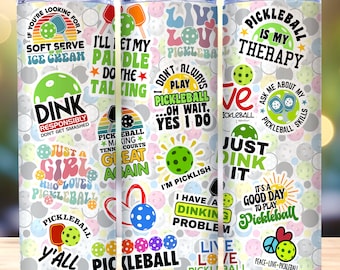 Pickleball Tumbler Wrap, 20oz Skinny Tumbler PNG, Straight and Tapered Tumbler Wrap, Instant Download, Pickleball Tumbler Wrap