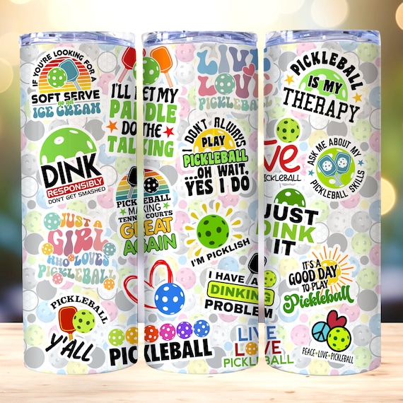 Pickleball Tumbler Wrap, 20oz Skinny Tumbler PNG, Straight and Tapered Tumbler Wrap, Instant Download, Pickleball Tumbler Wrap